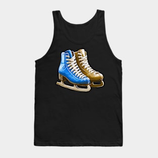 Blue Brown Ice Skating Boots Tank Top